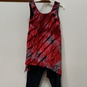 Revolution Dance Halloween Red & Black Ombre Costume Size Small Adult 2 pieces